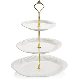 Керамічний триярусний стійка для тістечок та десертів Swuut, зелена, з підставкою для чашки