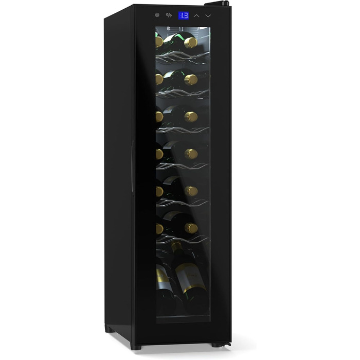 Klarstein Wine Refrigerator - 1 Zone Compact Wine Cooler, 42L Capacity, Glass Door, Indoor/Outdoor Use, 5-18°C, 16 Bottle Wine Fridge