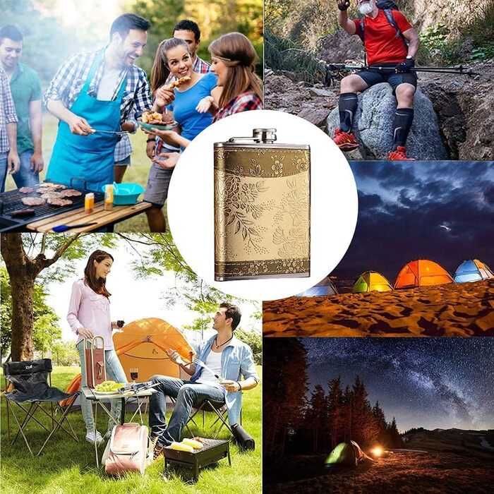 Фляга з нержавіючої сталі, 237 мл, набір, металевий стакан для напоїв, з гвинтовою кришкою, для туризму, кемпінгу, барбекю, бару