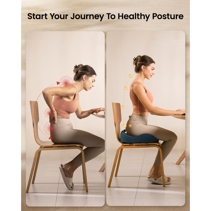 Ортопедична подушка для сидіння ProtoArc - для офісного крісла, автомобіля, інвалідного візка. З піною з пам'яті, рівномірний розподіл тиску, великий розмір, Navy Blue