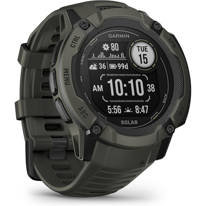 Garmin Instinct 2 – GPS-годинник зі смарт-функціями, сонячна версія, 50 мм, зелений (Moosgrün)