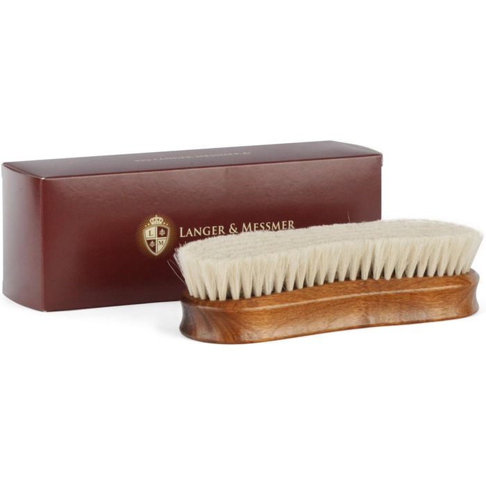 Langer & Messmer Premium Shoe Brush made of fine goat hair for polishing your shoes - The polishing brush for professional shoe care - Shoe brush in shoemaker quality