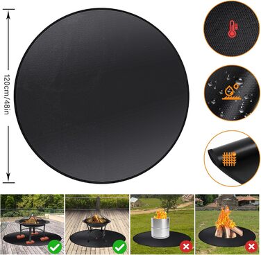 Вогнетривка підкладка ROCKY&CHAO 152x107 см — захисний килимок від вогню з 3 шарів (скловолокно та алюміній) для гриля, BBQ, кемпінгу та захисту підлоги та газону