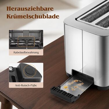 Тостер Aigostar 4-х секційний з LED-сенсорним екраном, нержавіюча сталь, 1400W