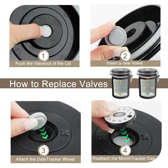 Герметичний контейнер для кави з нержавіючої сталі, 1,8L, з випускним клапаном, для кавових зерен, горіхів, какао (BK)