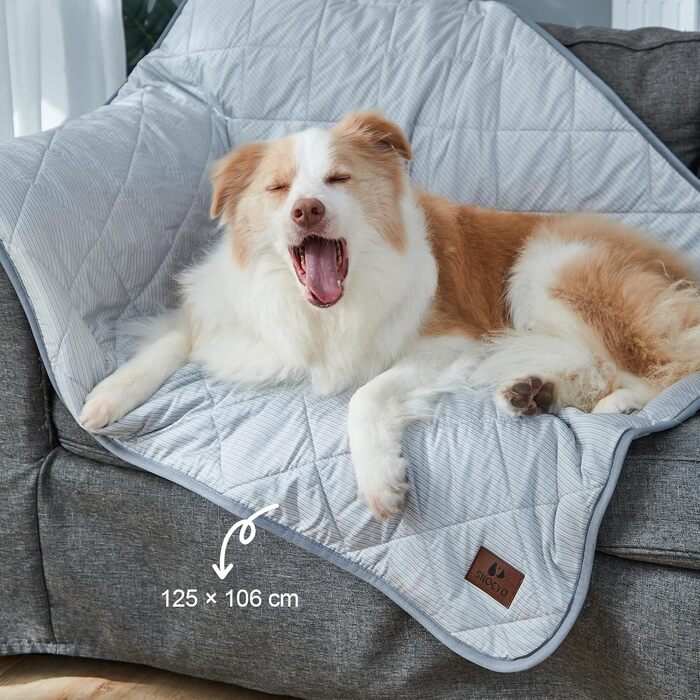 Килимок для собак та котів, ультрам'який, водонепроникний, 75x60 см, можна прати, з двостороннім охолодженням та підігрівом для цілорічного комфорту, сірий та білий (89x75 см, сірий та білий)