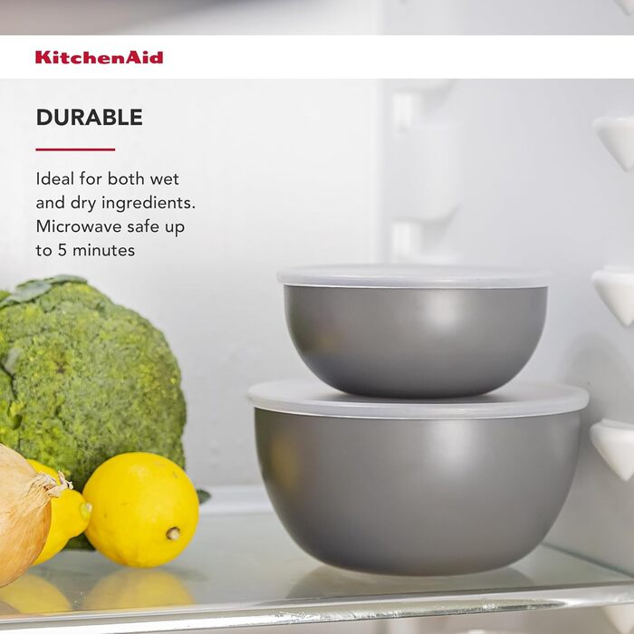 KitchenAid 3-Piece Nesting Mixing Bowls - Charcoal Gray (4pc Meal Prep Bowls)