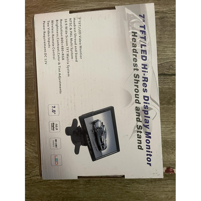 AISHICHEN 7-дюймовий TFT LCD монітор для авто, екран заднього виду для камер заднього огляду, 2 відеовходи, 12V/24V, без камери, для легкових і вантажних авто, монітор