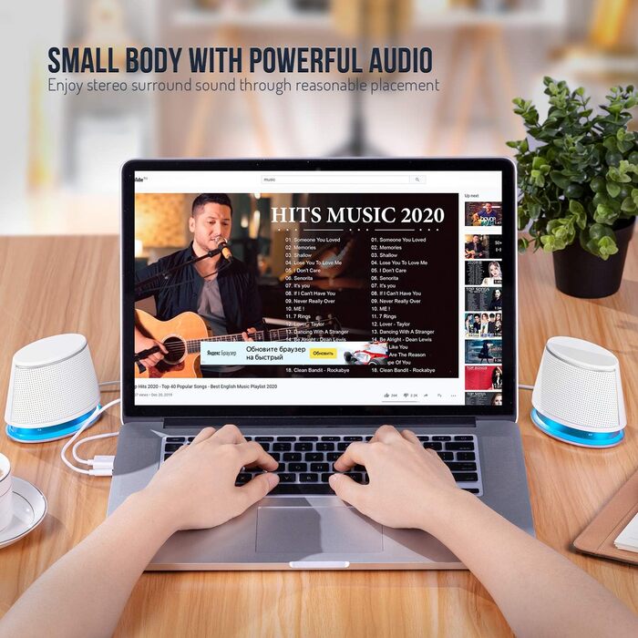 Комп'ютерні колонки Sanyun SW102, 5Wx2, стерео 2.0, USB/3.5mm, глибокий бас, білий