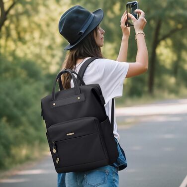 GOLF QUALITY Women's Backpack, Elegant Shoulder Bag Large Casual Daypack Small Women's Laptop 15.6 inch Daypack with Laptop Compartment Modern Work Backpack Tote Bag for Women Apricot (Black)