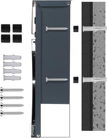 Поштовий ящик Zedelmaier XXL з нержавіючої сталі, індивідуальне гравіювання, 35x35 см, 4 ключі, для листів B5/C4, RAL 7016 Антрацит