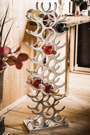 MichaelNoll Wine Rack Bottle Rack Bottle Aluminum Silver Luxury - Wine Rack, Modern Metal Shelf - Bottle Holder/Bottle Stand for Bottles of Prosecco, Wine and Champagne - 101 cm XXL
