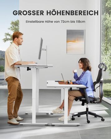 ErGear Electric Standing Desk - 100x60cm - Height Adjustable Desk with Memory Function for Home Office & Connection Plate