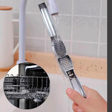 Преса для часнику з нержавіючої сталі, легке вичавлювання, професійна преса для часнику, набір для подрібнення та очищення часнику, легко миється