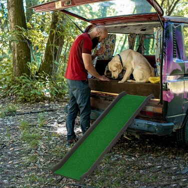 Рампа для собак NAIZY 156 см, складна, з антиковзкими килимками, для собак/кішок/домашніх тварин до 90 кг, з травою