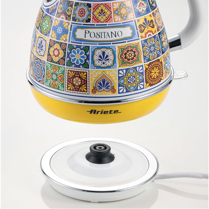 Ariete Vintage Electric Kettle 2869 - 1.7L Stainless Steel Retro Kettle with Water Level Window, Cordless 360° Base, Auto Shut-Off, Tea Infuser, 2000W
