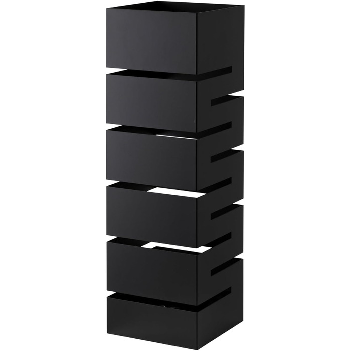 Підставка для парасольки Baroni Home з сучасним дизайном, метал, геометрія, з гачками та знімним піддоном, чорний, 15,5x15x49 см