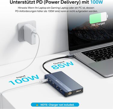 Хаб USB-C ACASIS DS0202 з двома виходами HDMI та DP (4K60Hz), Ethernet, 3 USB, 10Gbps, 100W PD, SD/TF, Audio, для MacBook/Dell/HP/Lenovo