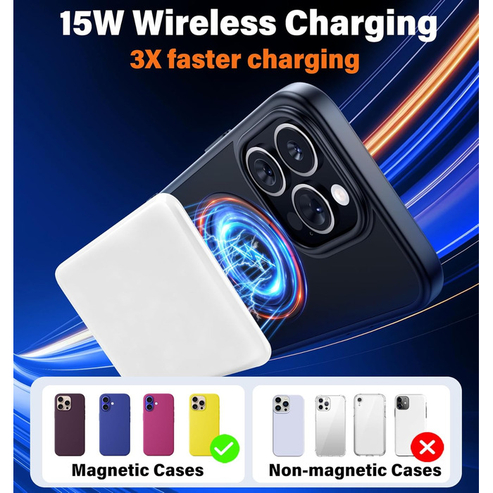 Power Bank MagSafe 5000mAh з PD 20W, QC 3.0, USB-C для iPhone 17/16/15/14/13 (Pro), білий