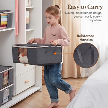 Органайзер для зберігання постільної білизни Lifewit, коробка для зберігання під ліжком, сірий (8 шт., 35л)