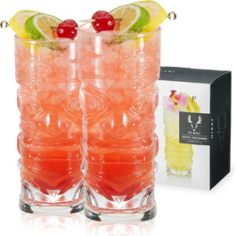 Viski Pacific Crystal Cocktail Glasses Set - 2 Premium Tiki Glasses, 400ml