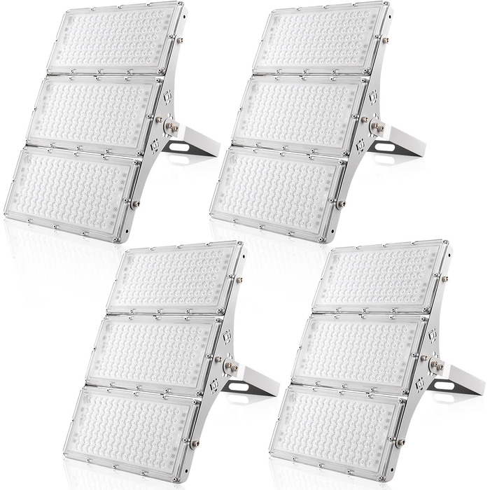 Ankishi LED Floodlight Outdoor, IP65 Waterproof, Super Bright 6500K Cool White Outdoor Light, 30000LM Outdoor Floodlight Spotlight for Sports Field, Garage, Garden, Backyard (Cool White, 4 PACK 300W)