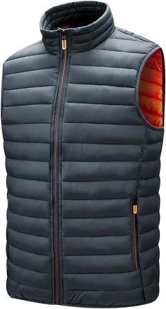 Чоловіча степна жилетка Weste, тепла зимова жилетка для чоловіків, утеплена жилетка, жилетка для чоловіків, безрукавка, жилетка для чоловіків великих розмірів, тепла безрукавка для активного відпочинку (L, сірий)