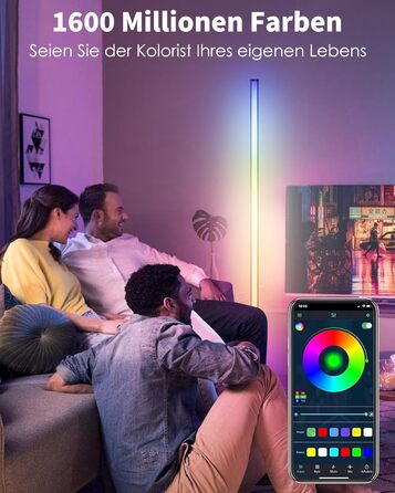 LED-стійка лампа WISIMMALL для вітальні з RGBIC, диммуванням та керуванням через додаток, 170 см, 16 мільйонів кольорів, 300 режимів, музичний синхронізація, для дому