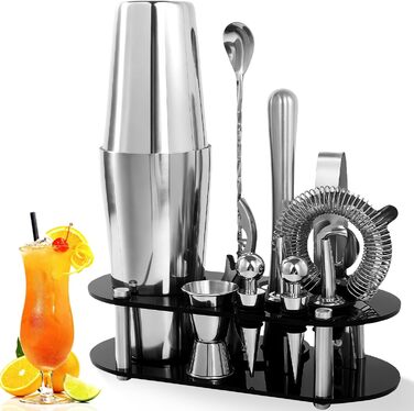 Набір для коктейлів FoiiLiio: професійний шейкер Boston, 12 предметів, нержавіюча сталь