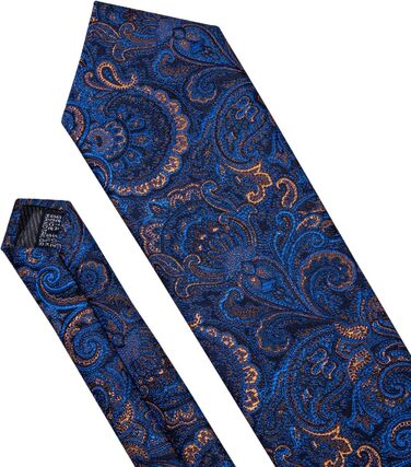 Краватка з шовковим візерунком пейслі, комплект з кишеньковим хустинкою та застібкою для краватки Barry.Wang, 3 шт., блакитно-золотий колір, для урочистих заходів та весілля