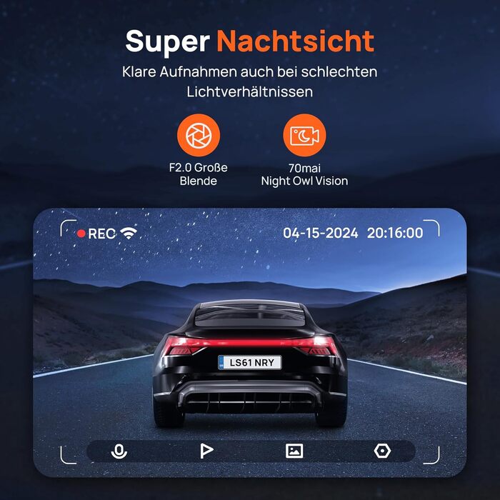 Відеореєстратор 70mai M310 2K WiFi для авто, 1296P WDR, Super Night Vision, 24h парковка, запис по колу, виявлення зіткнень, 256GB