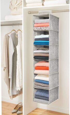 mDesign висувний тканинний шафа з поліестеру – 6 полиць – підвісний шафа для спальні – ідеально підходить як вішалка для одягу, ременів, клатчів – сірий та чорний (Чорний / Кремовий)