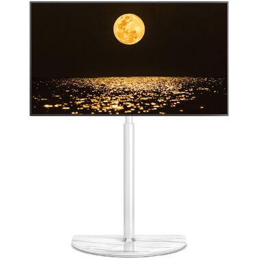 Підставка для телевізора RFIVER на підлогу для 81-165 см (32-65 дюймів) LED, LCD, OLED, плоских та вигнутих телевізорів, з поворотом ±25°, регулюванням висоти, міцною конструкцією до 40 кг, кабелеуправлінням, проста мармурова основа