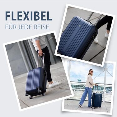 Набір валіз FERGÉ Toulouse 3 шт. з жорстким корпусом: S, M, L - ручна поклажа 55 см, L, XL - 100% ABS, Royal Blue