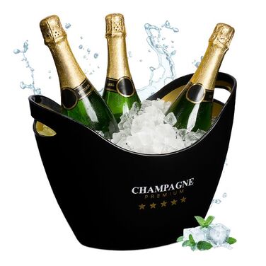 Relaxdays 8L Champagne Cooler in Black/Gold