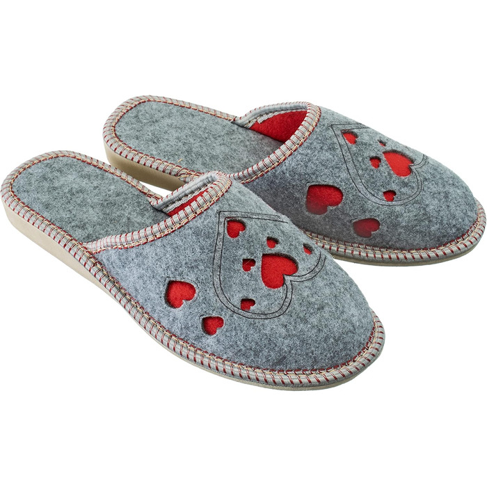 Жіночі фетрові тапочки ESTRO з антиковзкою підошвою, розмір 38 EU, з сердечками