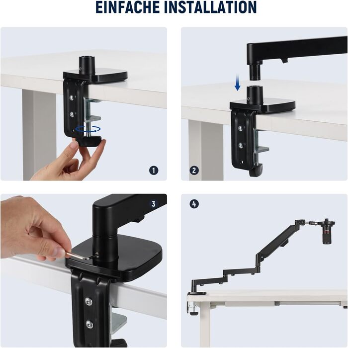NEEWER Мікрофонний кріплення-тримач MS002 з низьким профілем, 360° обертання, для подкастів, геймінгу, стрімінгу, з каналом для кабелів та серветкою для чищення