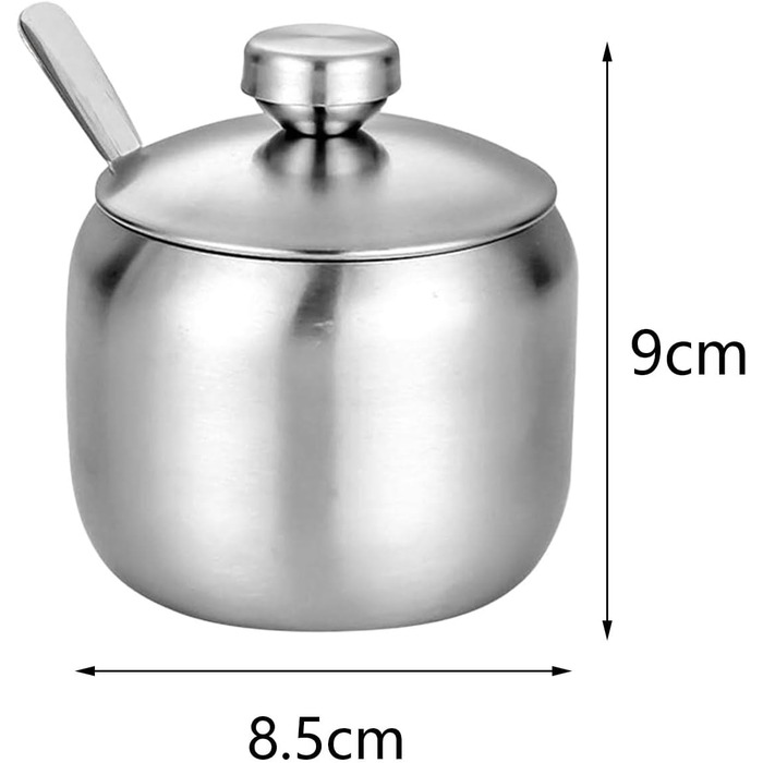 Набір контейнерів для цукру, спецій та солі з кришкою та ложкою | Edelstahl Zuckerdose