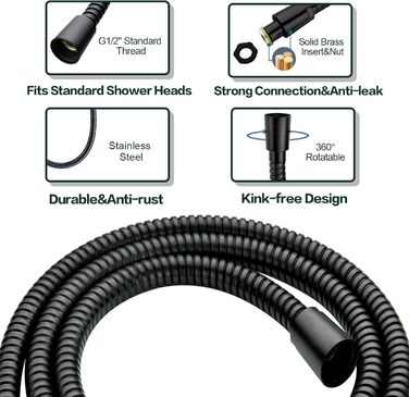 BRIGHT SHOWERS Dual Shower Head Combo Set, Handheld Shower Head, Rainfall Shower Head, Combo with Black Face, 152.4 cm (60 inch) Stainless Steel Shower Hose, (2.5 Gallon Per Minute, Oil Rubbed Bronze)