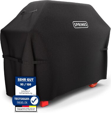Водонепроникний чохол для гриля SPRINKS® 132x66x109 см, преміум, для Weber, Napoleon, Enders, з ручками, Oxford 600D, чорний