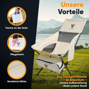 Крісло туристичне SCHNEIDERFREUDE EasyFold Pro – преміум якість, складне, легке, з вентиляцією спинки для кемпінгу, саду, риболовлі та відпочинку на природі