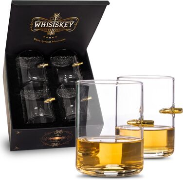 Набір склянок для віскі Whisiskey Whisky - 4 склянки, 310 мл, класичний дизайн, подарунковий набір для чоловіків
