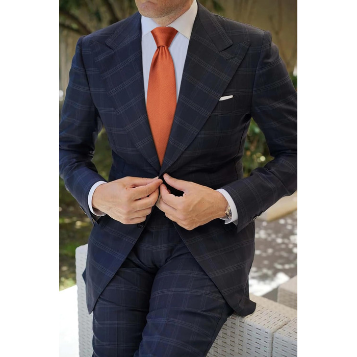 Краватка та нагрудна хустинка Enlision Solide для чоловіків, однотонні, різні кольори (L- Gebranntes Orange)