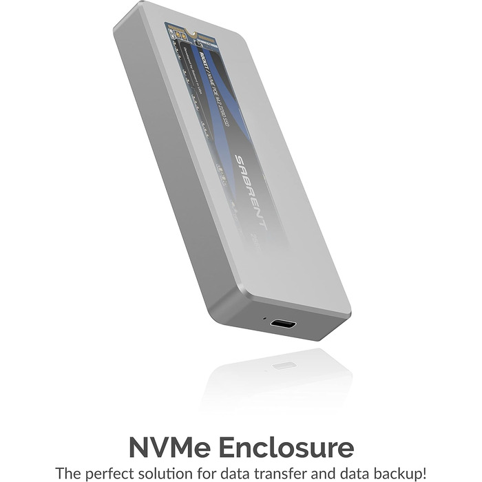 Корпус для NVMe SSD Sabrent з адаптером m.2 SATA, USB C 3.2 Gen 2 (10 Гбіт/с), з кулером
