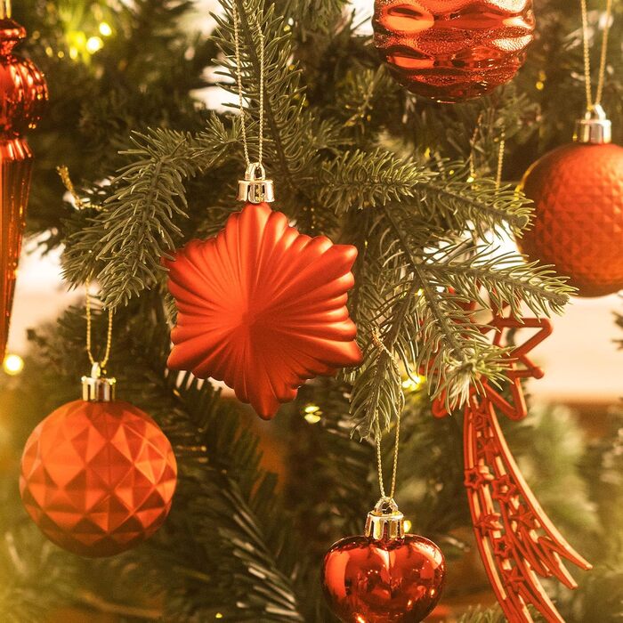 Набір прикрас для ялинки Valery Madelyn (60 шт) - червоні кулі для новорічного декору, міцні, з гачками