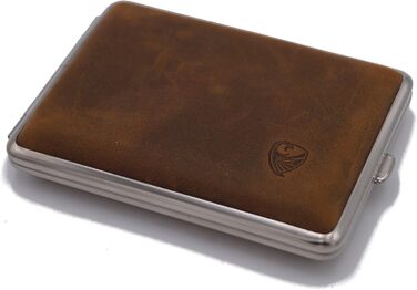 GERMANUS Cigarette Case, Wild Rind (Wild Bull), Handcrafted, Brown, 85 mm, Medium Size