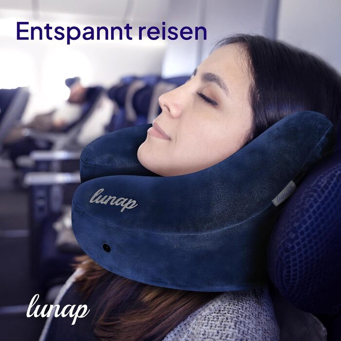 Подушка для шиї Luna Reisekissen: Memory Foam, дихаюча, для подорожей (літак, авто) | Сіра подушка для шиї | Подушка для подорожей | Подушка для шиї для дорослих