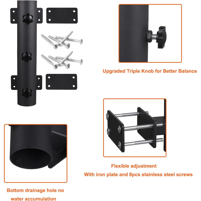 VANROUG Durable Umbrella Holder, Patio Umbrella Stand, Umbrella Stand, Bench, Buddy, Umbrella Holder, Fixed Clip, Umbrella Clamp for Deck, Railing, Beach, Courtyard, Boats, Hatches