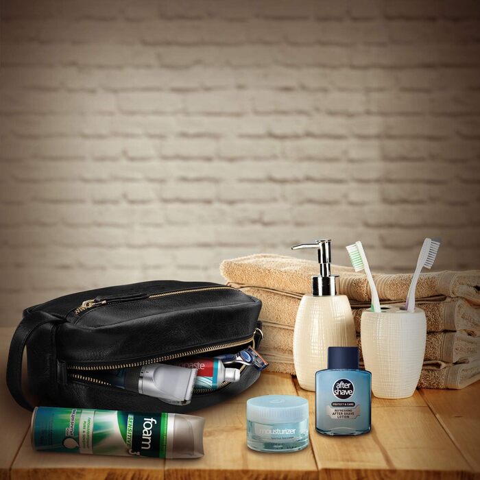 Чорна дорожня сумка Londo Echtleder з культурою та косметичною сумкою - унісекс