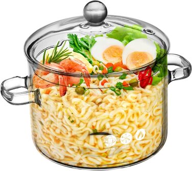 Скляний горщик з кришкою та двома ручками Garneck: для дитячого харчування, супів, овочів та швидкої локшини. Стійкий до високих температур.